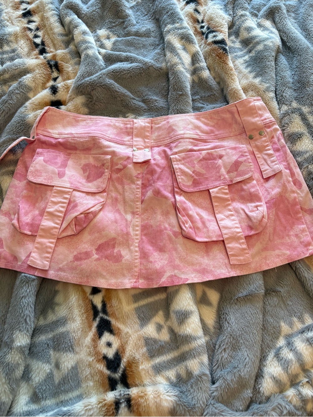 I.AM.GIA Pink Camo Cargo Mini Skirt with Utility Pockets - Picture 4 of 6
